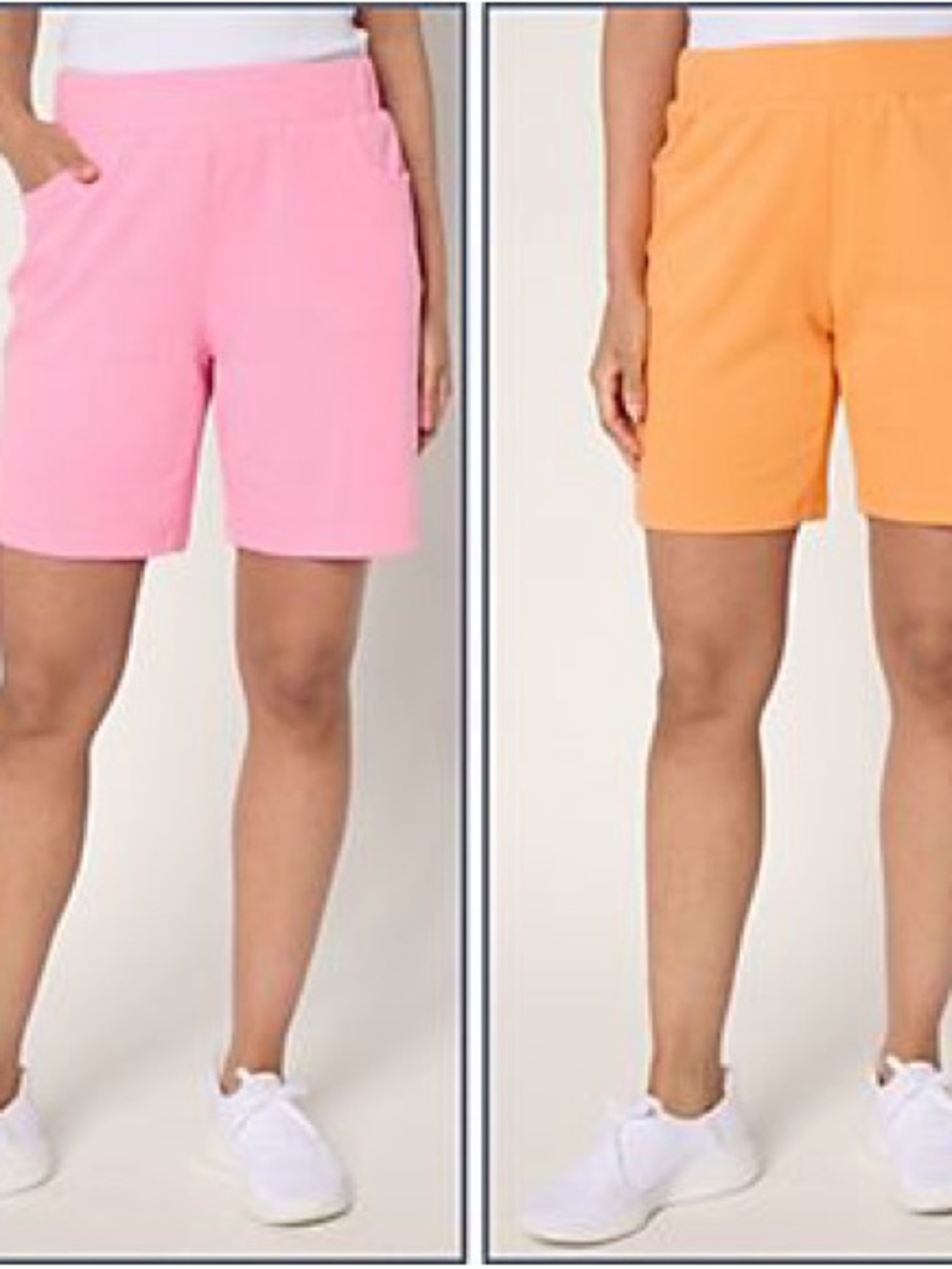 Quacker Factory Set of 2 Pull-On 8” Shorts Bundle – Pink & Orange Crush | Size L